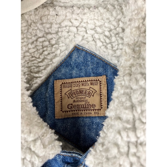Vintage Pioneer Sherpa Trucker Jacket XXL Denim 90s - Picture 3 of 10